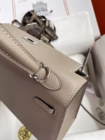 Hermes Kelly Sellier 28 Handmade Bag In Gris Asphalt Epsom Calfskin - Image 5