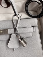 Hermes Kelly Sellier 28 Handmade Bag In Gris Mouette Epsom Calfskin - Image 7