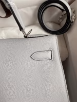Hermes Kelly Sellier 28 Handmade Bag In Gris Mouette Epsom Calfskin - Image 8