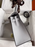 Hermes Kelly Sellier 28 Handmade Bag In Gris Mouette Epsom Calfskin - Image 9