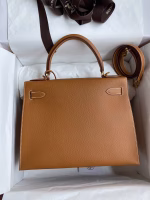 Hermes Kelly Sellier 28 Handmade Bag In Gold Epsom Calfskin - Image 8