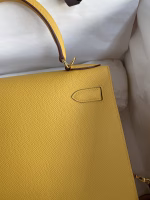Hermes Kelly Sellier 28 Handmade Bag In Jaune Ambre Epsom Calfskin - Image 8