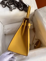 Hermes Kelly Sellier 28 Handmade Bag In Jaune Ambre Epsom Calfskin - Image 9