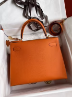 Hermes Kelly Sellier 28 Handmade Bag In Orange Epsom Calfskin - Image 2