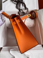 Hermes Kelly Sellier 28 Handmade Bag In Orange Epsom Calfskin - Image 3