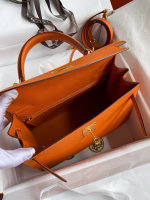 Hermes Kelly Sellier 28 Handmade Bag In Orange Epsom Calfskin - Image 5