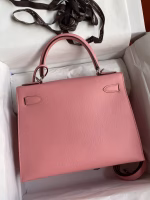 Hermes Kelly Sellier 28 Handmade Bag In Rose Confetti Epsom Calfskin - Image 6