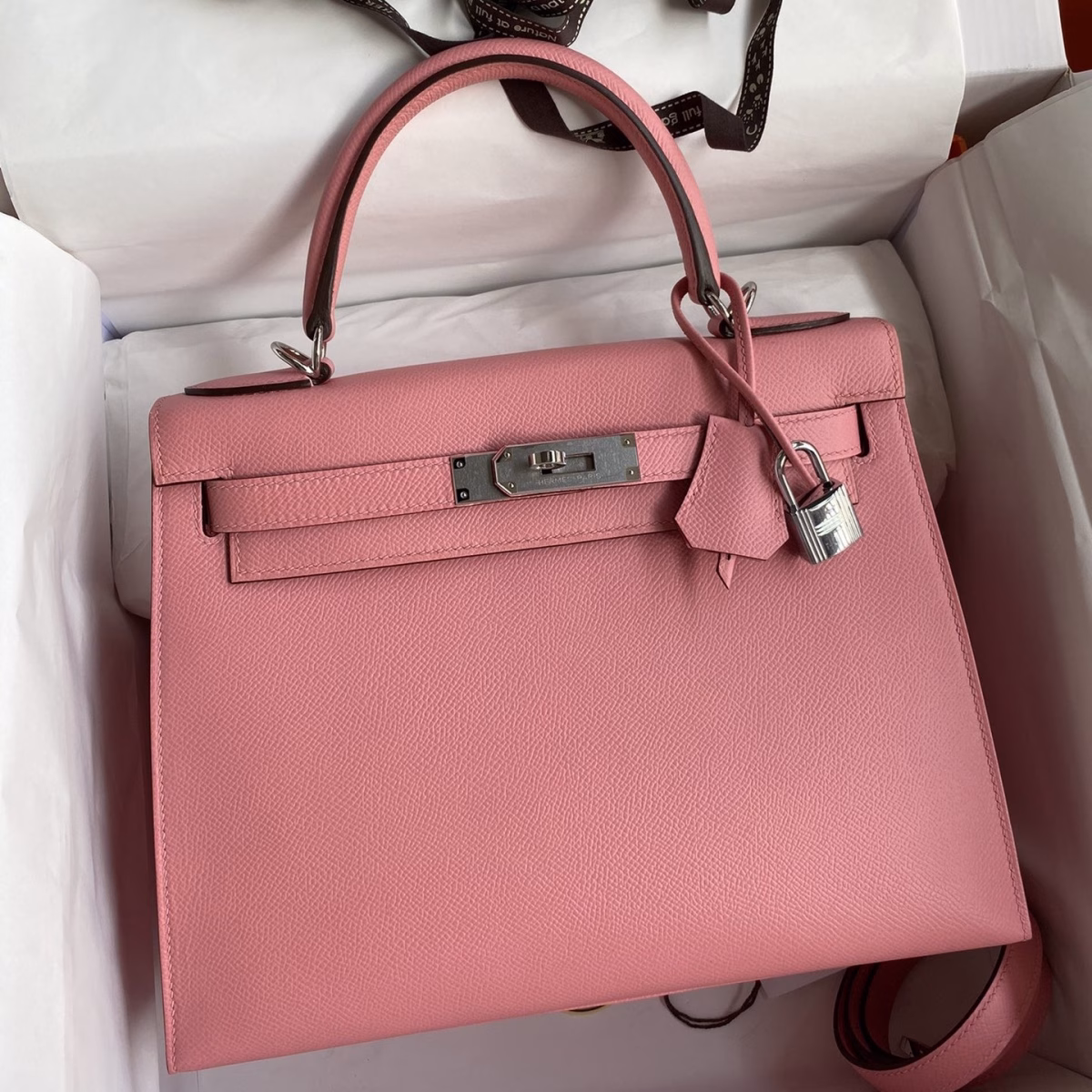 Hermes Kelly Sellier 28 Handmade Bag In Rose Confetti Epsom Calfskin - Image 1