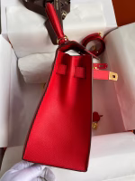 Hermes Kelly Sellier 28 Handmade Bag In Red Epsom Calfskin - Image 3
