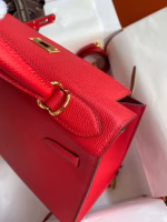 Hermes Kelly Sellier 28 Handmade Bag In Red Epsom Calfskin - Image 4