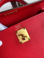 Hermes Kelly Sellier 28 Handmade Bag In Red Epsom Calfskin - Image 8