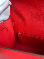 Hermes Kelly Sellier 28 Handmade Bag In Red Epsom Calfskin - Image 9