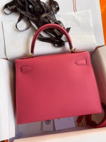 Hermes Kelly Sellier 28 Handmade Bag In Rose Lipstick Epsom Calfskin - Image 6