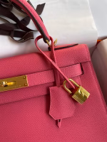 Hermes Kelly Sellier 28 Handmade Bag In Rose Lipstick Epsom Calfskin - Image 7
