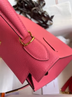 Hermes Kelly Sellier 28 Handmade Bag In Rose Lipstick Epsom Calfskin - Image 9