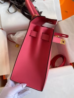 Hermes Kelly Sellier 28 Handmade Bag In Rose Lipstick Epsom Calfskin - Image 5