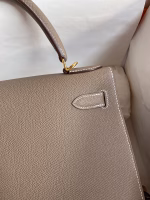 Hermes Kelly Sellier 28 Handmade Bag In Taupe Epsom Calfskin - Image 8