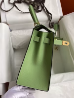 Hermes Kelly Sellier 28 Handmade Bag In Vert Criquet Epsom Calfskin - Image 9
