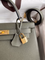 Hermes Kelly Sellier 28 Handmade Bag In Vert De Gris Epsom Calfskin - Image 7