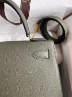 Hermes Kelly Sellier 28 Handmade Bag In Vert De Gris Epsom Calfskin - Image 8