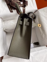 Hermes Kelly Sellier 28 Handmade Bag In Vert De Gris Epsom Calfskin - Image 9