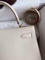 Hermes Kelly Sellier 28 Handmade Bag In Craie Evercolor Calfskin - Image 8