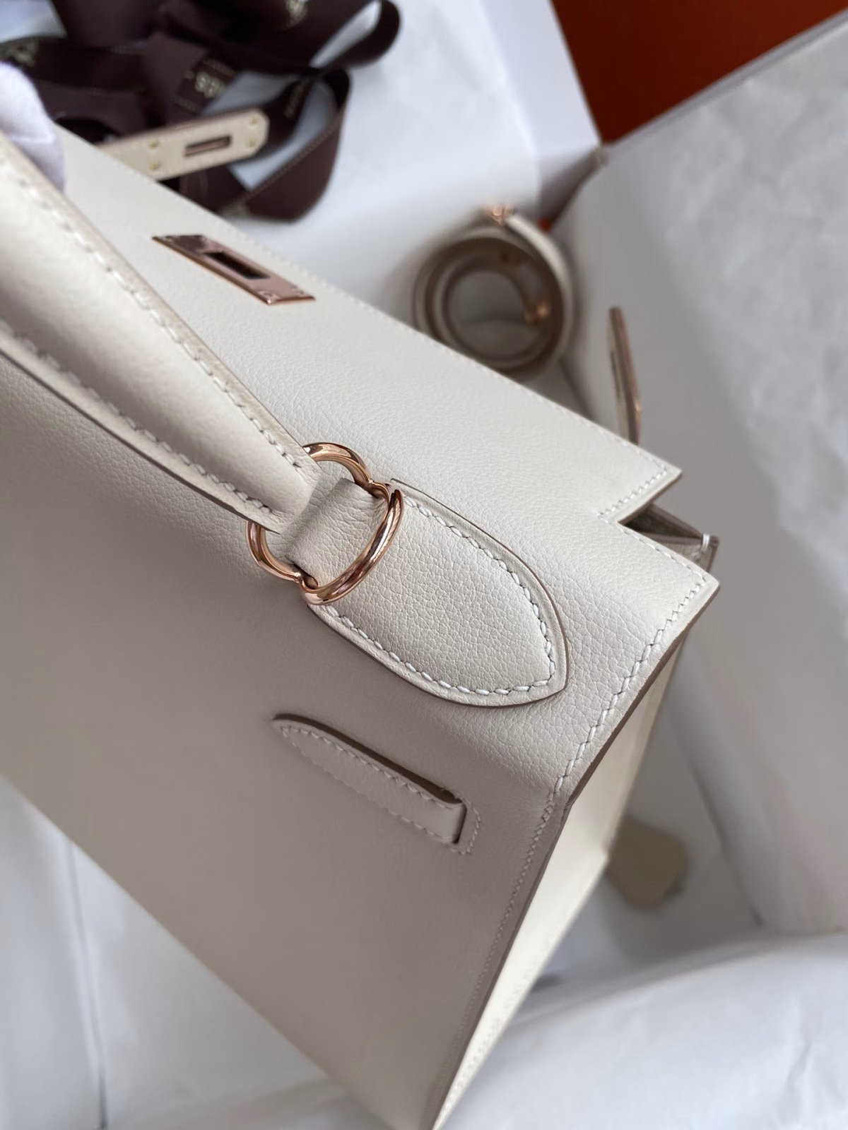 Hermes Kelly Sellier 28 Handmade Bag In Craie Evercolor Calfskin - Image 2