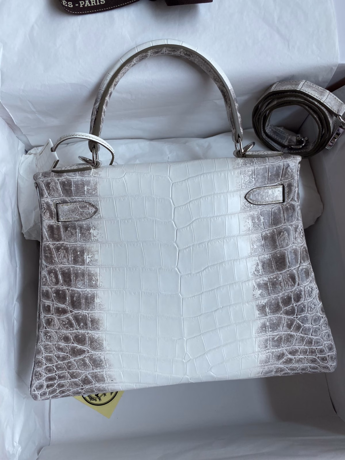 Hermes Kelly Retourne 28 Handmade Bag In Himalaya Crocodile Niloticus Skin - Image 6