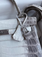 Hermes Kelly Retourne 28 Handmade Bag In Himalaya Crocodile Niloticus Skin - Image 7