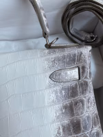 Hermes Kelly Retourne 28 Handmade Bag In Himalaya Crocodile Niloticus Skin - Image 8