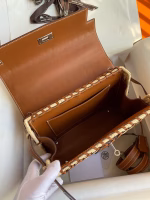 Hermes Picnic Kelly 28cm Bag in Wicker with Barenia Leather - Image 3