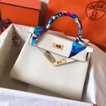 Hermes Kelly Retourne 28 Handmade Bag In Craie Swift Calfskin - Image 7
