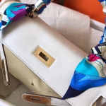 Hermes Kelly Retourne 28 Handmade Bag In Craie Swift Calfskin - Image 8