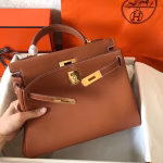 Hermes Kelly Retourne 28 Handmade Bag In Gold Swift Calfskin - Image 5