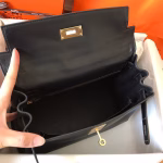 Hermes Kelly Retourne 28 Handmade Bag In Black Swift Calfskin - Image 2