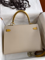 Hermes Kelly Sellier 32 Bicolor Bag in Trench and Yellow Epsom Calfskin - Image 6