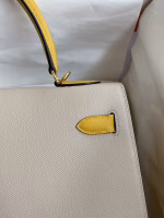 Hermes Kelly Sellier 32 Bicolor Bag in Trench and Yellow Epsom Calfskin - Image 8