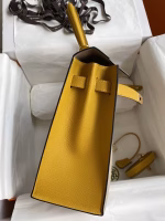 Hermes Kelly Sellier 32 Bicolor Bag in Trench and Yellow Epsom Calfskin - Image 9