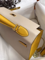 Hermes Kelly Sellier 32 Bicolor Bag in Trench and Yellow Epsom Calfskin - Image 3