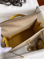 Hermes Kelly Sellier 32 Bicolor Bag in Trench and Yellow Epsom Calfskin - Image 4