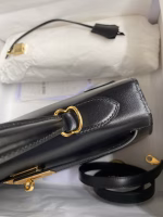 Hermes Kelly Sellier 32 Handmade Bag In Black Box Calfskin - Image 9