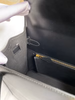 Hermes Kelly Sellier 32 Handmade Bag In Black Box Calfskin - Image 4