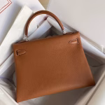 Hermes Kelly Retourne 32 Handmade Bag In Gold Clemence Leather - Image 6