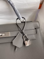Hermes Kelly Sellier 32 Handmade Bag In Etain Epsom Calfskin - Image 7