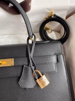 Hermes Kelly Sellier 32 Handmade Bag In Black Epsom Calfskin - Image 7