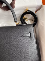 Hermes Kelly Sellier 32 Handmade Bag In Black Epsom Calfskin - Image 8