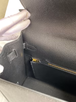 Hermes Kelly Sellier 32 Handmade Bag In Black Epsom Calfskin - Image 5