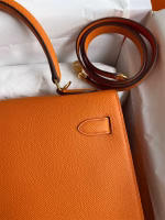 Hermes Kelly Sellier 32 Handmade Bag In Orange Epsom Calfskin - Image 8