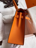 Hermes Kelly Sellier 32 Handmade Bag In Orange Epsom Calfskin - Image 3