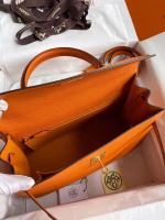 Hermes Kelly Sellier 32 Handmade Bag In Orange Epsom Calfskin - Image 5